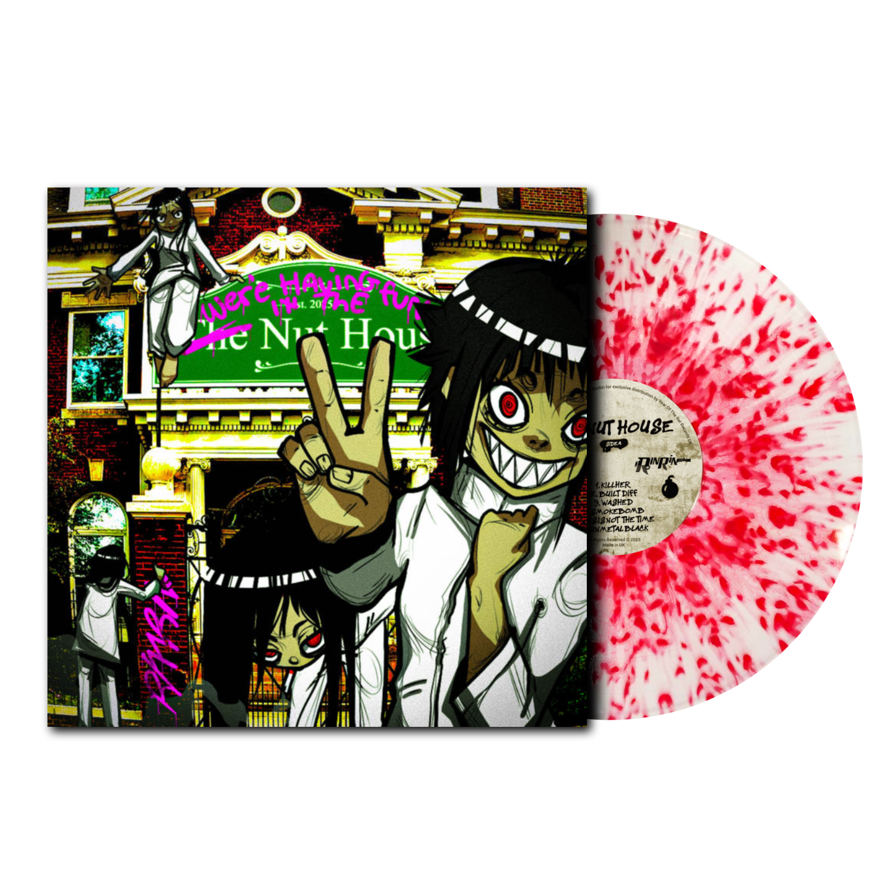 The Nut House Clear w/ Red Splatter